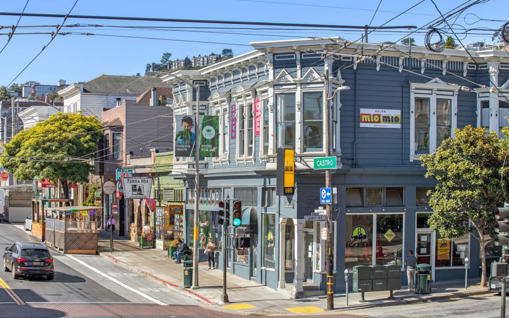 Noe Valley 24th Street commercial corridor with pedestrians and storefronts — personal injury attorney John J. Roach serves accident victims in Noe Valley