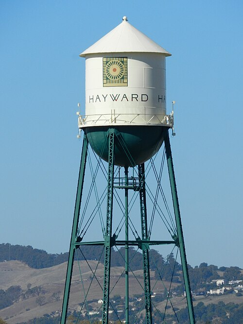 Hayward water tower landmark against blue sky — personal injury attorney John J. Roach serves accident victims throughout Hayward and Alameda County