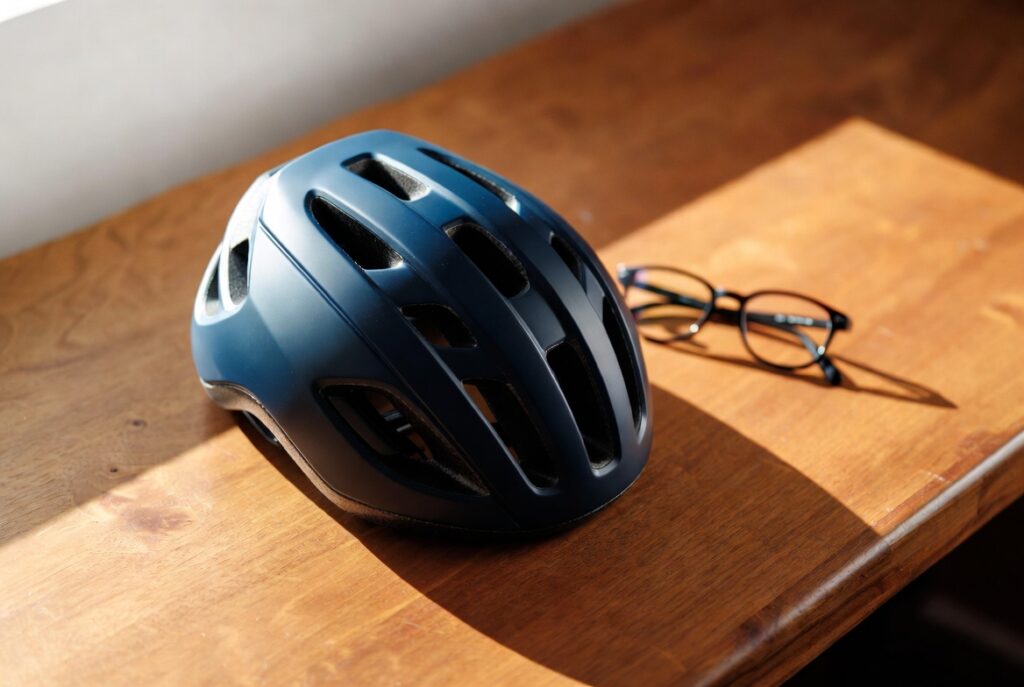 Bicycle helmet preserved as evidence after an Oakland bicycle accident — documenting impact damage strengthens injury claims