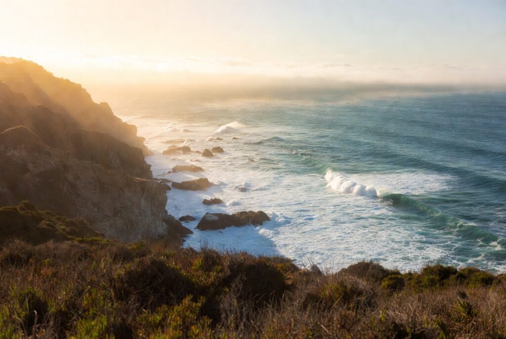 Costa del Pacífico cerca de Daly City — donde la comunidad hispana de Westlake y el Centro vive cerca del océano y enfrenta accidentes en las autopistas costeras