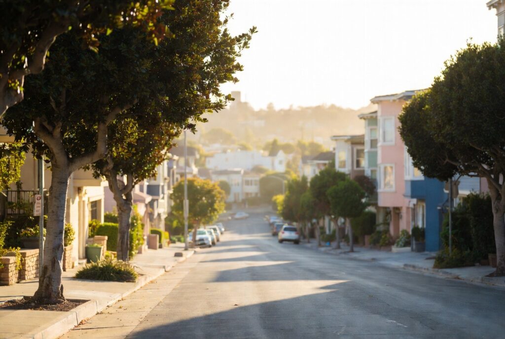 Quiet Oakland street where rideshare accidents commonly occur — Uber and Lyft passenger injury California legal guide