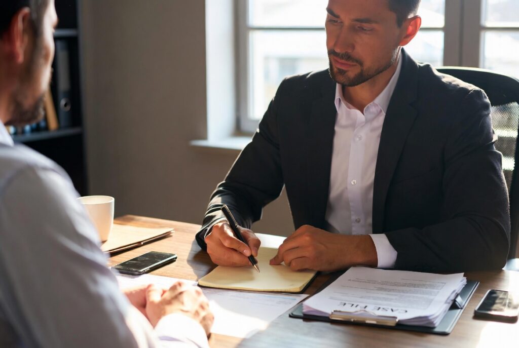 San Francisco car accident attorney meeting with an injury victim for a free consultation