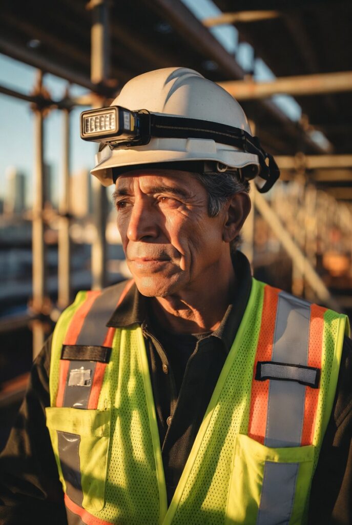 Trabajador hispano de la construcción en obra del Área de la Bahía — representando a clientes en industrias sin tiempo pagado por enfermedad, donde una lesión laboral significa pérdida inmediata de ingresos