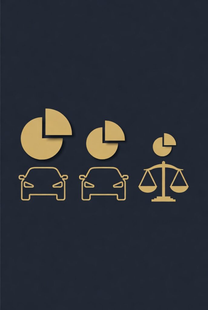 Comparative fault percentages divided among three drivers in a California multi-vehicle accident — personal injury attorney analysis