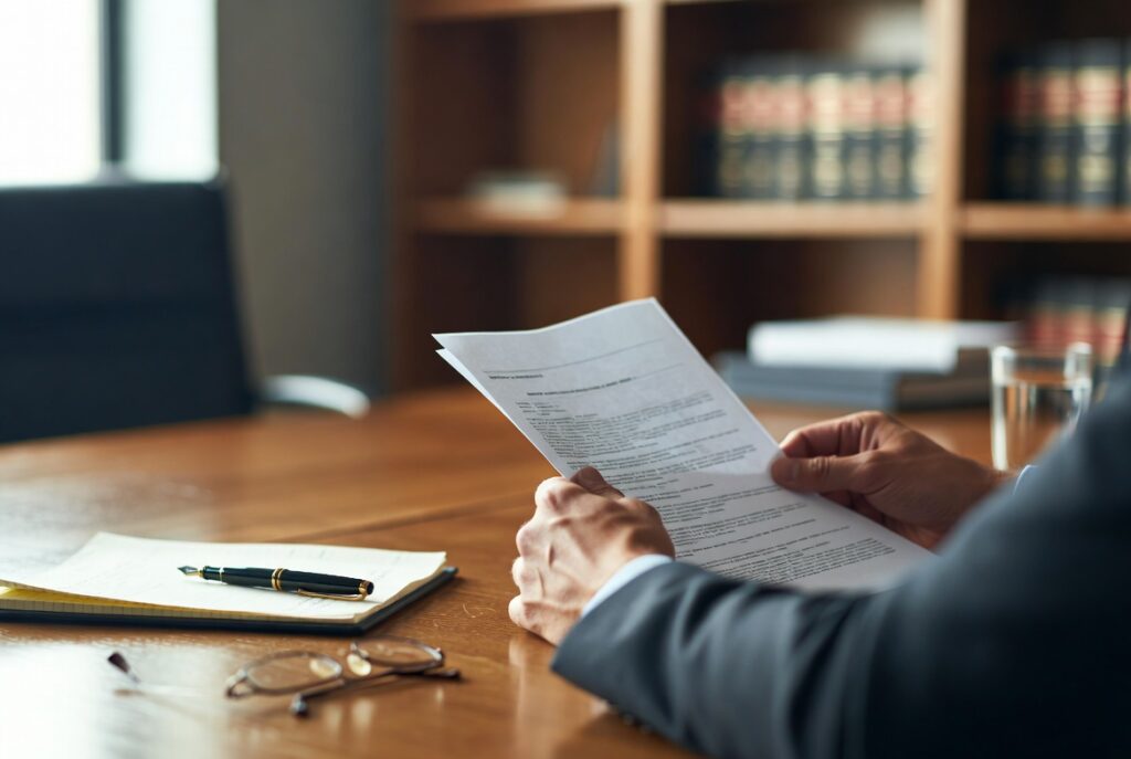 San Francisco personal injury attorney reviewing deposition testimony of a damages witness.