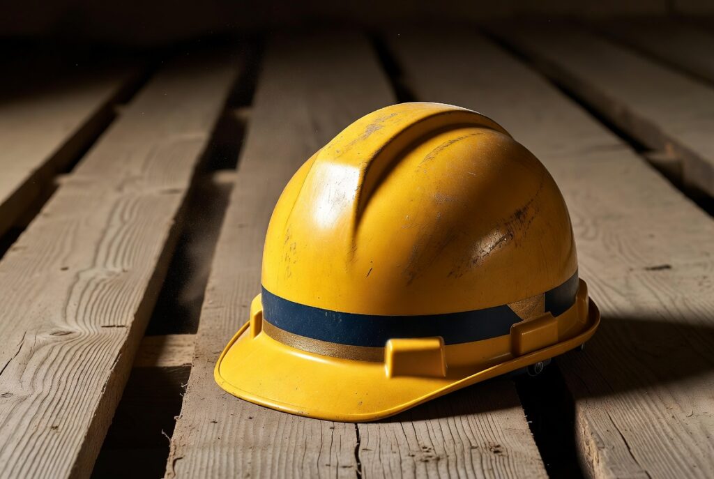 Hard hat on a San Francisco job site — helmets do not prevent all traumatic brain injuries
