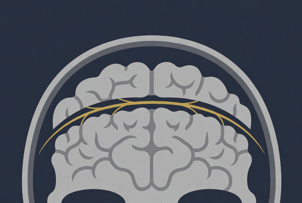 Anatomical diagram of the skull showing bridging veins and the subdural space where bleeding can collect after a skull fracture