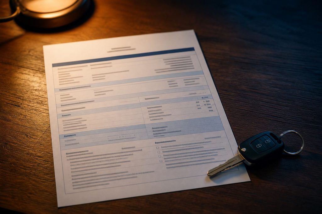 Formulario de seguro de auto y llaves para cobertura UM en California
