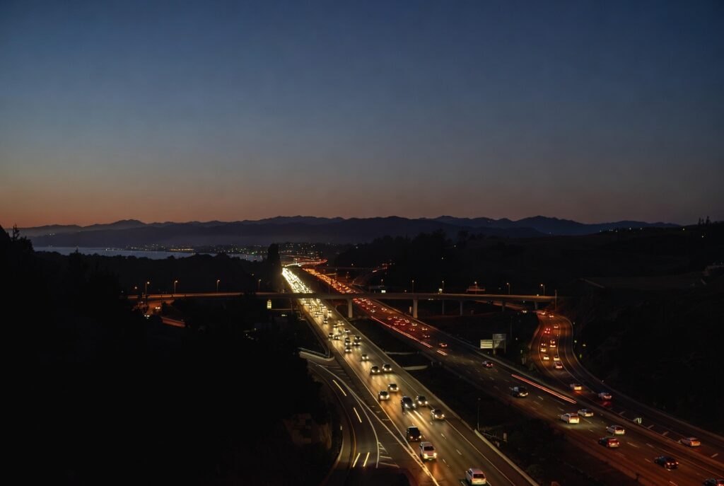 Highway 101 traffic in San Mateo where car and rideshare accidents happen