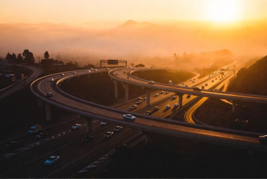 Freeway interchange near Concord where I-680 and Highway 4 car accidents happen