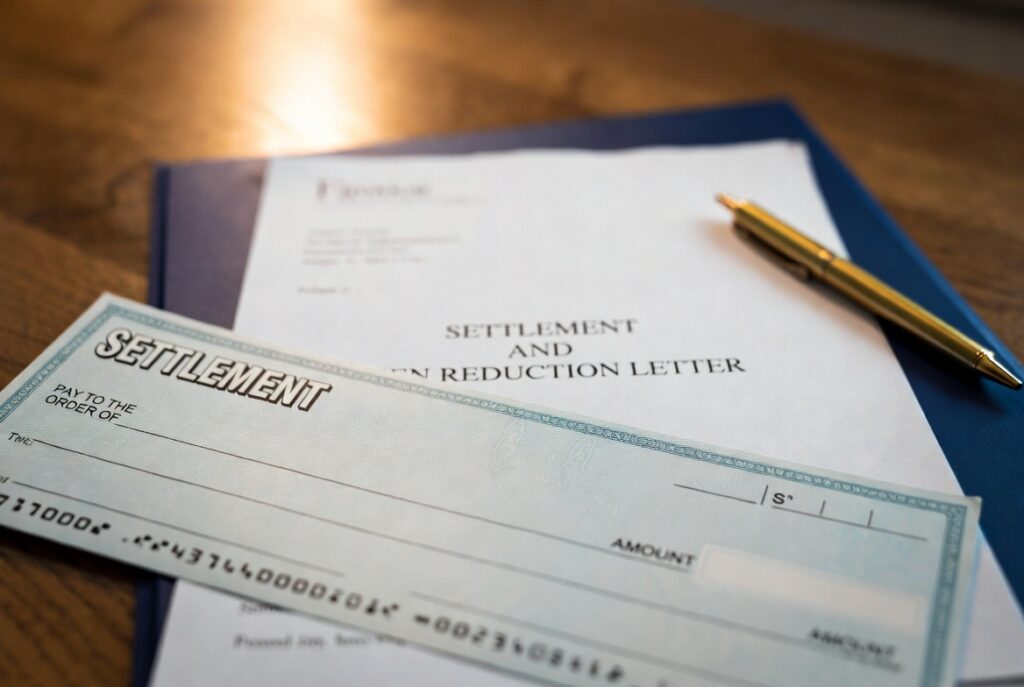 Settlement proceeds after successful medical lien reduction in a California injury case