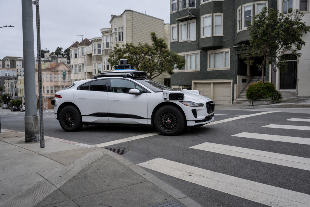 Autonomous vehicle at a San Francisco neighborhood crosswalk