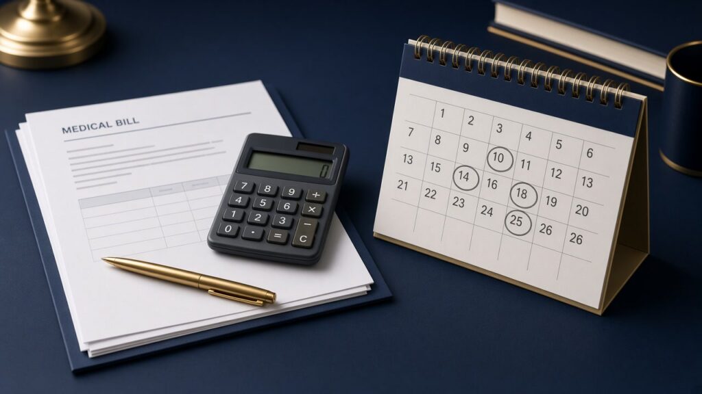 Multiplier method medical bills and calculator beside per diem calendar for pain and suffering