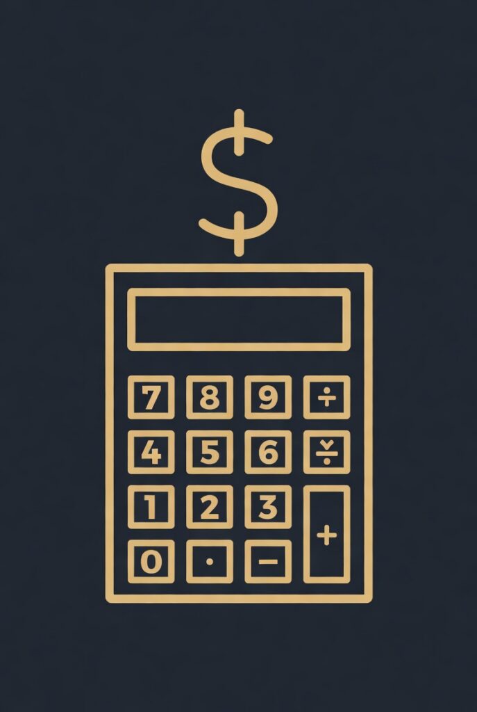 Icon of a calculator with a dollar sign representing wrongful death settlement calculations
