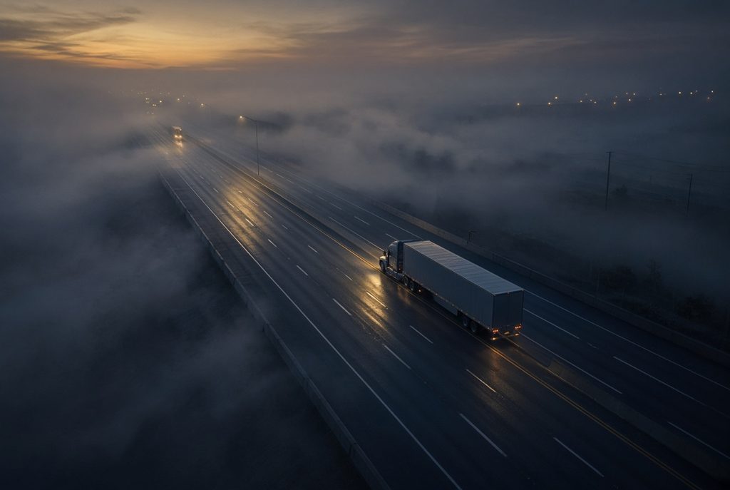 Commercial truck on a California highway representing a San Francisco truck accident liability case